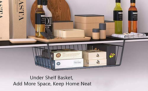 Styleys Metal Under Shelf Basket Wire Rack for Extra Cabinet Storage 15.5-inch (White 1pcs) (S11027), Hanging Shelves