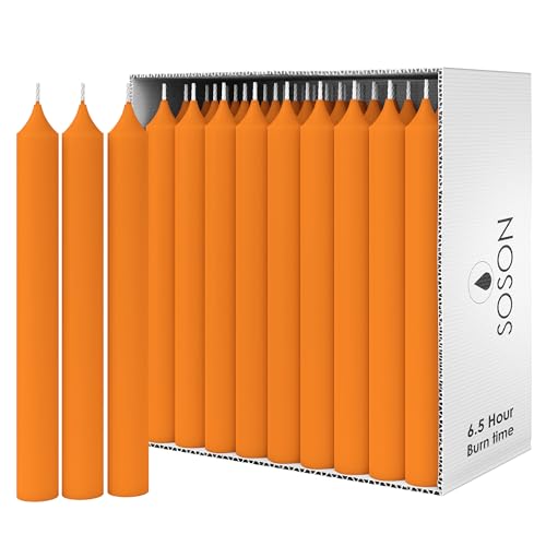 Simply Soson 7 inch Orange Straight Taper Candles - 45 Pack 15 Hours Dripsless and Unscented Tall Candlesticks Household and Dinner Candles - Long-Lasting Clean Burn