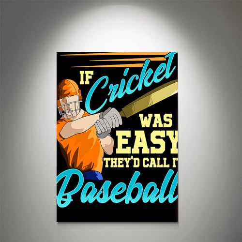 GADGETS WRAP Canvas Gallery Wrap Framed for Home Office Studio Living Room Decoration (11x17inch) - If Cricket Easy Call It Baseball Text Poster