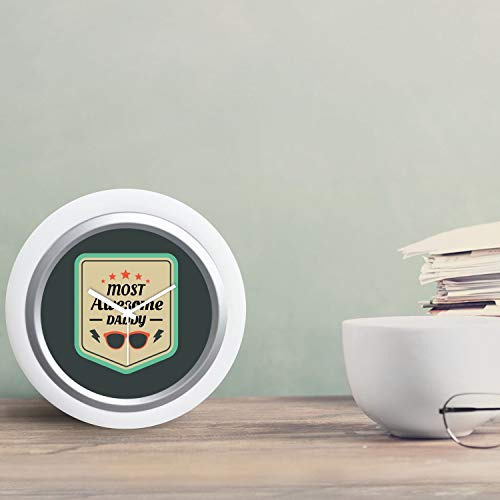 TheYaYaCafe Yaya Cafe Most Awesome Daddy Desk Clock for Dad - 6x6 inches, Round (White Frame, Unbreakable Flexiglass Cover, Analog)