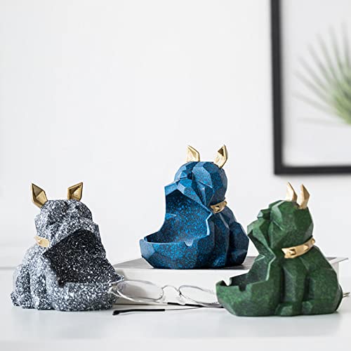 MYADDICTION Geometry Shar Pei Ashtray Centerpiece Statue for Indoor Outdoor Desk Gift Blue
