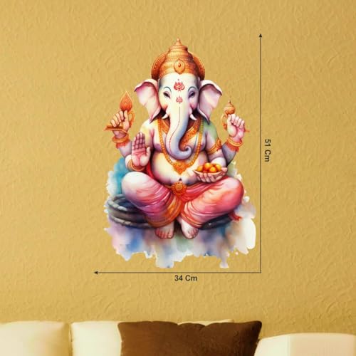 Decor Kraft Lord Ganesh Wall Sticker & Decal Vinyl Sticker 50 cm x 35 cm,Multicolour