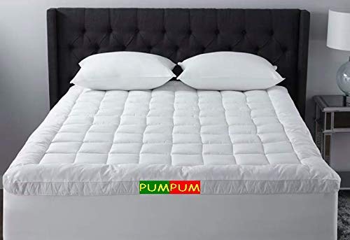 PumPum 600 GSM Hollow Fibre Mattress Padding/Topper for 5 Star Hotel Feel - White (78 * 72 Inch) King Size