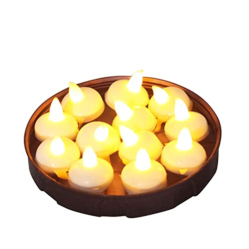 TAYLORED HOME Flameless Plastic Waterproof LED Candle Tealights, Float On Water LED Tea Lights for Diwali, Christmas Decoration, Functions, Wedding, Spa (12)