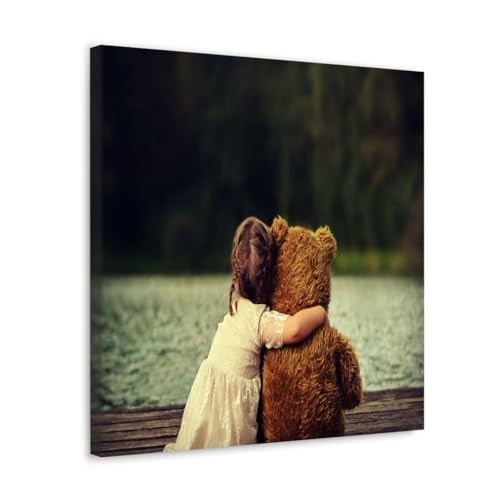 GADGETS WRAP Canvas Gallery Wrap Framed for Home Office Studio Living Room Decoration (10x10inch) - Teddy And Girl