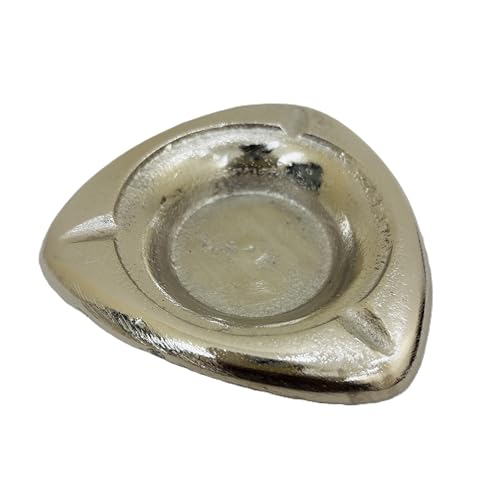 Atiqco Aluminium Handcrafted Table Top Metal Ashtray for Cigarette & Cigar, Triangular Shape, Home Decor 10cm Silver Finish