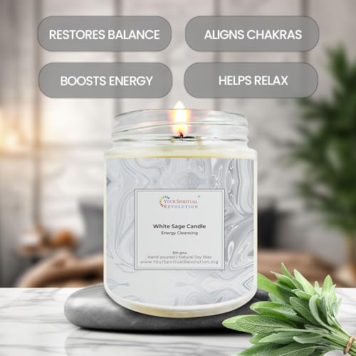 Your Spiritual Revolution Scented Soy Wax Candle for Aromatherapy, Home Décor, Diwali Gift Set, Bathroom Décor, 600 gm (300gm x 2), 40 Hours| Fragrance Candles of Sage