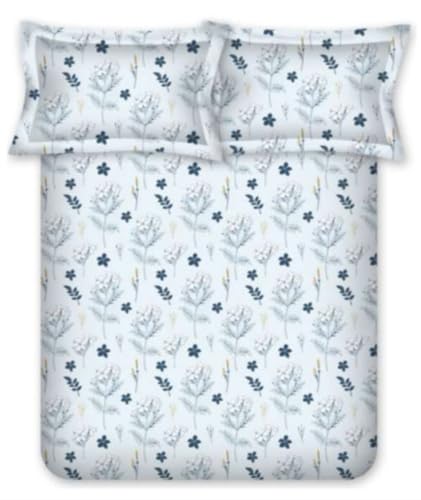 Bombay Dyeing King Size Cotton Bedsheet, 164 TC, Size:274 x 274 cm, Floral Print, Blue