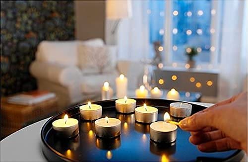 AMBLIC Unscented Tealights Diya Candle in Bulk Set of 100 for Home Decor, Office, Diwali, Festival, Smokeless, Temple, Party, Pool 4.5 Hour Long Burn Time Smokeless Long Lasting Tea Light Candles