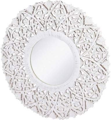 Wall Mirror White Antic Colour (Best Design in The World ) Size 60x60 cm Shape Round (wall mirror white88)