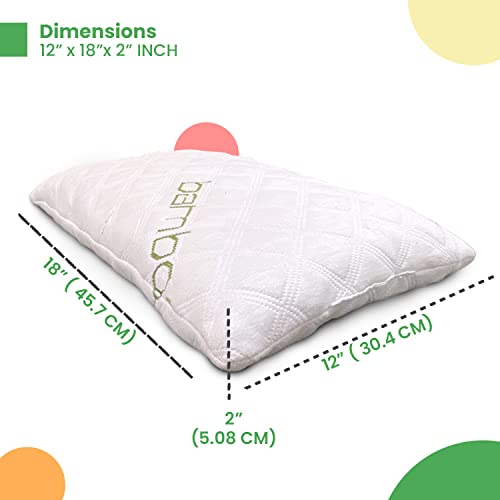 Sleepsia Supersoft Kids Pillows - 12"X18" X2" Breathable Bamboo Pillows for Sleeping - Ultra Supportive Shredded Memory Foam Premium Fill Toddler Pillows, Green White