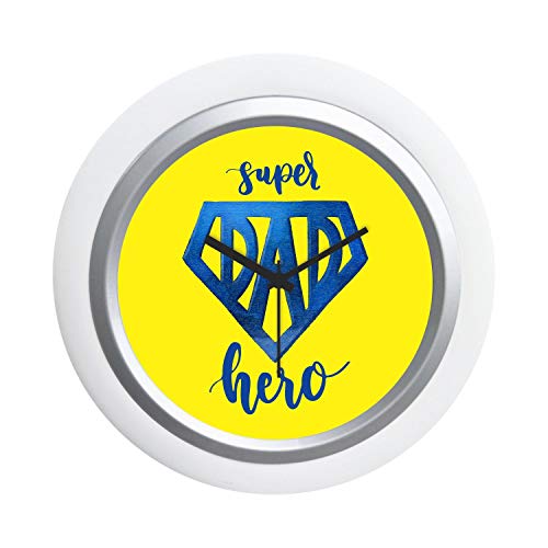 TheYaYaCafe Yaya Cafe Super Dad Hero Desk Clock for Dad - 6x6 inches, Round (White Frame, Unbreakable Flexiglass Cover, Analog)