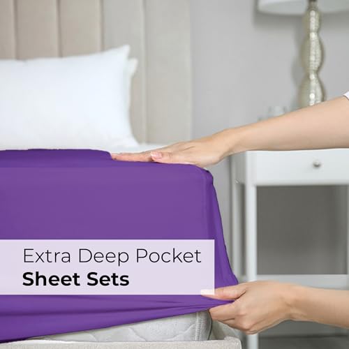 Extra Deep Pocket Sheets - 6 Piece Sheet Set - King Size Sheets Deep Pocket - Extra Deep Bed Sheets - Deep King Fitted Sheet Set - Super and Ultra Deep Sheets - For Deep Pockets Mattress - Fits Easily