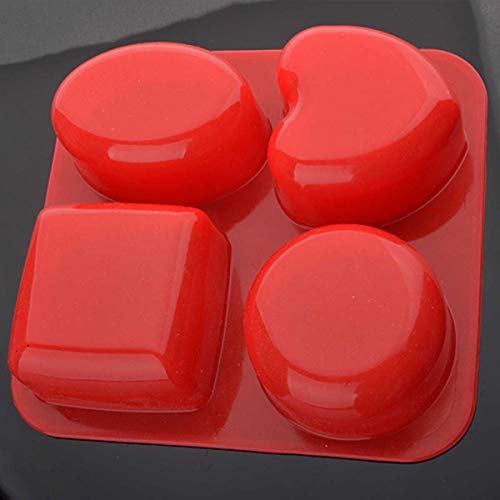 Clazkit Silicone Circle, Square, Oval and Heart Shape Soap Cake Making Mould, Multicolor