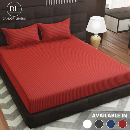 Danjor Linens Double Bed Queen Size 90"x100" Sheets 200 TC - Including Pillowcases - Deep Pockets -Breathable, Soft, Wrinkle Free Microfiber Bed Sheets - Machine Washable Double Bed Sheets (Maroon)