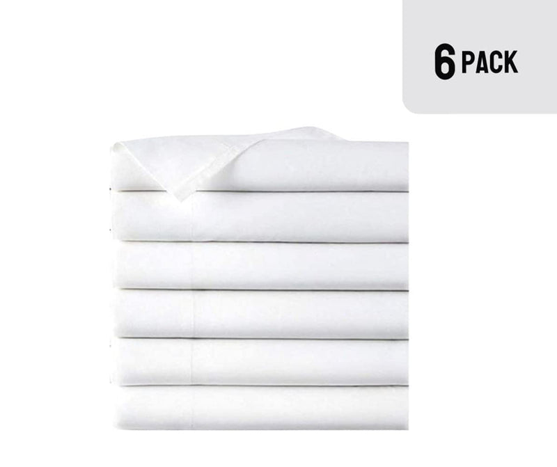 EOM Linens Twin Size Flat Sheets, T180 Thread Count Cotton/Poly, 66x104 in,White, (Pack of 6) Great for Home, Salons, Spas, Hotel, Institutional & Hospital use.