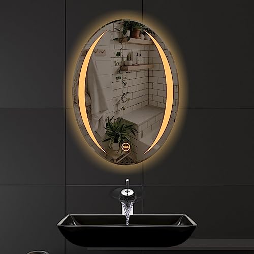 Spark Glass Ovel LED Sensor Mirror. (LedColour: White, Warm White, & Mix Light) - (Size:154x18 Inch)