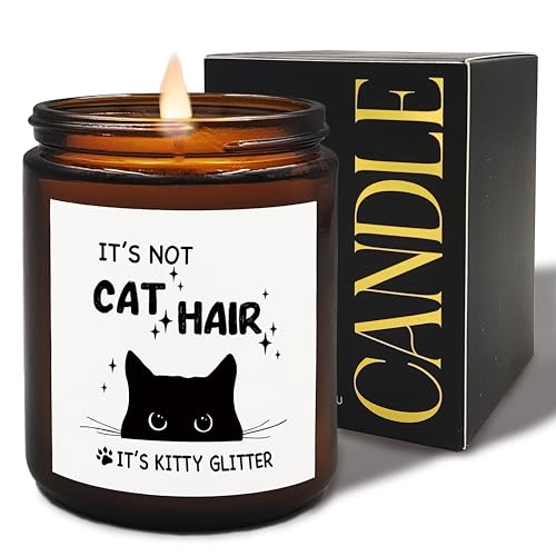 XUISWELL Cat Candle, Cat Candles for Cat Lovers, Cat Gifts for Cat Lovers Women, Funny Black Cat Gifts for Women, Cat Mom Gifts, It's not Cat Hair It's Kitty Glitter Scented Candles