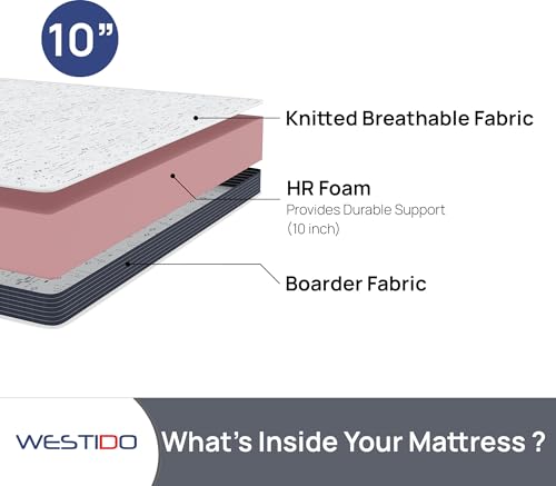 WESTIDO SteadySupport Multiple High Resilience (HR) Foam | High Resilience (HR) Foam Knitted Fabric King Size Zero Partner Disturbance SteadySupportKQ10inch72x72