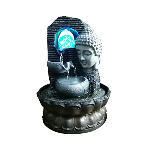 ATORSE® Buddha Tabletop Water Fountain Meditation Statue for Bedroom Desk Home Decor