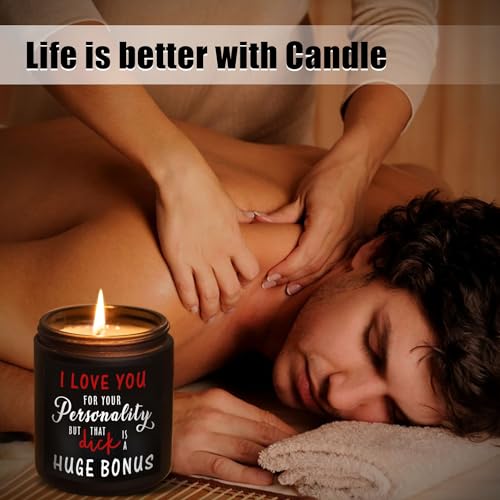 Valentines Day Gifts for Boyfriend from Girlfriend Love Candle Funny Gifts for Husband from Wife - 7 Oz Lavender Scented Soy Canle - Romantic Birthday Anniversary Presents for Him Men