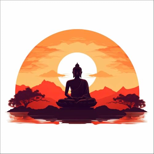 Wall Attraction™ Buddha and Sunset Wall Stickers & Murals Size - 58x40cm MD164_S