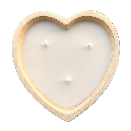 BestySuperStore 6” Heart Shaped Wooden Bowl Lavender Scented Soy Wax Candle - 3 Wicks 5 oz Decorative Dough Bowls Candles for Anniversary Engagement Wedding Birthday Valentine Christmas Gifts