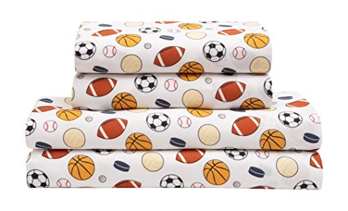 MALLARY BY MATTHEW Kids Super-Soft 100% Microfiber Print Sheet, Sports, Full