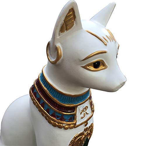 Artgenius Egypt Bastet Cat Statue Egyptian Kitty Godness Collective Figure Sculpture (White, 5.1IN)