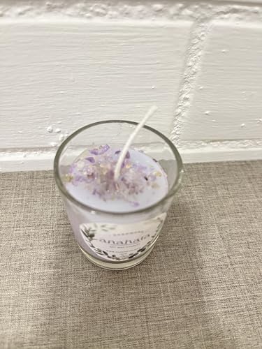 BAKA Amethyst Crystal Chips Infused Hand Poured Anahata Soy Wax Candles (Lavender Pack of 4)