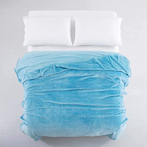 BSB HOME Micromink All Season Solid/Plain 250 Gsm Single Blanket/Comforter/Dohar/Throw - Ultra Soft Cozy Blanket with pompom Fringe (Sky Blue, 220X115 Cm) (5X7 feet)