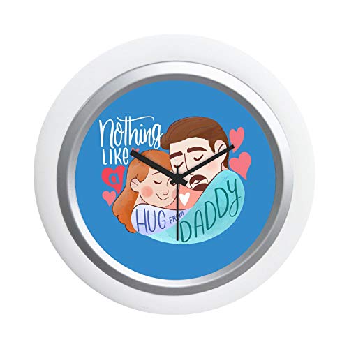 TheYaYaCafe Yaya Cafe Nothing Like A Hug from Daddy Desk Clock for Dad - 6x6 inches, Round (White Frame, Unbreakable Flexiglass Cover, Analog)