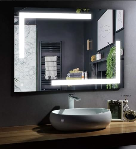 TINITALO Bathroom LED Mirror Home Mirror Wall Mirror with Touch Sensor, 3 Light Effects, Glass, Rectangular LED-78 (24 x 48 Inch)