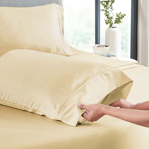 EnvioHome Microfiber Solid Sheet Set - 4 Pc - Cream/Beige, Full