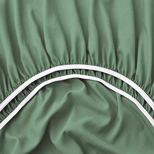 Horbaunal Extra Deep Pocket Queen Fitted Sheet Only - Fits Up to 24 Inch Mattress - Luxury 1800 Thread Count - Microfiber Forest Green Fitted Bed Sheet Queen Size