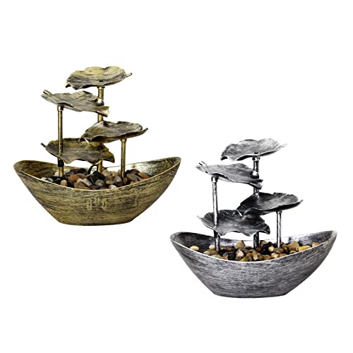 ‎Losa Relaxation Indoor Tabletop Fountain LED Light for Garden Desktop Decoration Golden