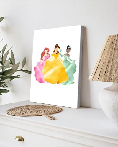 GADGETS WRAP Canvas Gallery Wrap Framed for Home Office Studio Living Room Decoration (9x11inch) - Ariel, Belle And Tiara Print