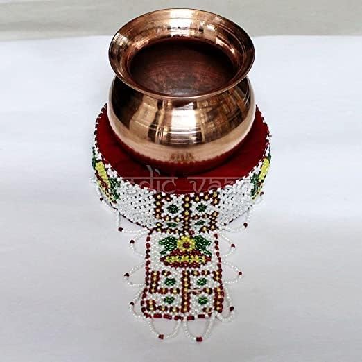 Ashkaa Traditional Moti-Decorated Kalasha Stand – Elegant Stand for Marriage Pooja and Navratri, Temple Kalash Holder (1 Piece)