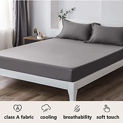 RGRE Soft Cotton Fitted Sheet 47x79 Inch, Deep Pocket Bottom Sheets, Fitted Bottom Sheet Fade Resistant, Deep Pocket Bedding Sheet for Mattress, Breathable Fitted Bed Sheets