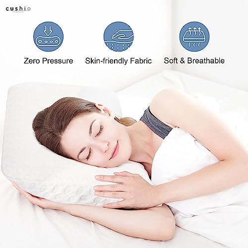 CUSHIO Premium Foam Pillow - 22"x14"x3" (Set of 4) Hypoallergenic Foam for Superior Comfort | Pressure Relief Foam Pillow | Free Removable Cover