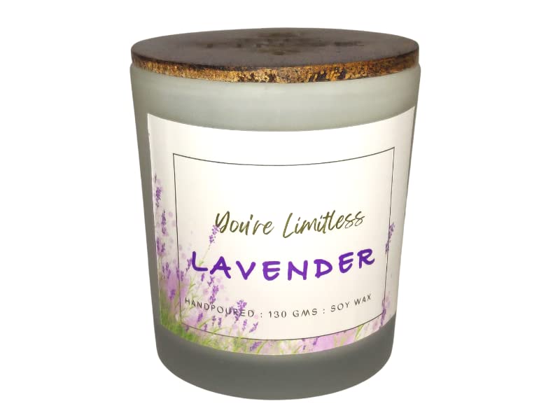 THE TINGE Lavender Scented Hand Poured Smokeless Pure Soy Wax Candle I Upto 30 Hours I for Diwali Gift I Home Decor, Birthday Gift Fragrance Candle