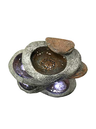 4-Tier Stone Fountain with 3 Cool White LED Lights