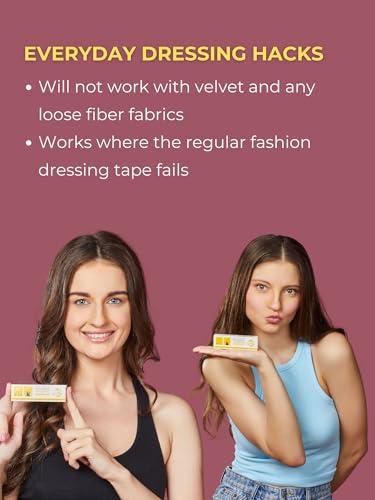 SLICKFIX Extra Strong Fashion Dressing Tape (Trial Pack of 18) Invisible Double-sided Body Tape (Fabric and Skin Friendly) Strong Adhesive for all day use | Transparent