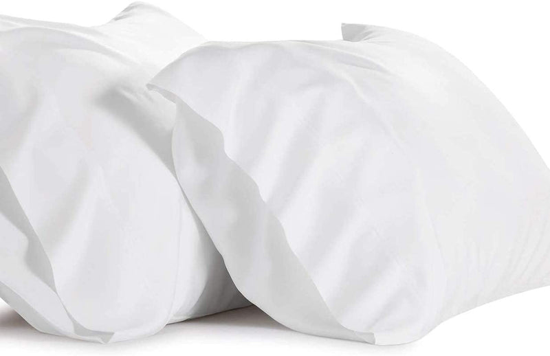 LINENWALAS Cotton 400 TC Pillow Cover, Set of 2 Pillowcovers in White, Standard Size Pillowcase, Pillow Covers with Envelope Closure (17x27 Inch, White)