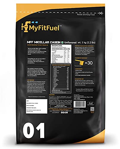 MyFitFuel Micellar Casein Protein Powder | 1 kg, 30 Servings (Unflavoured) | Slow Release Protein