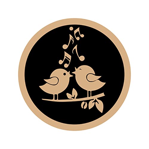 DOTME Love Birds Music Wooden With Vinyl Sticker Decorative Design Wall Decor For Home Kids Bedroom Living Room Hall DIY Art 8 INCH (Black)