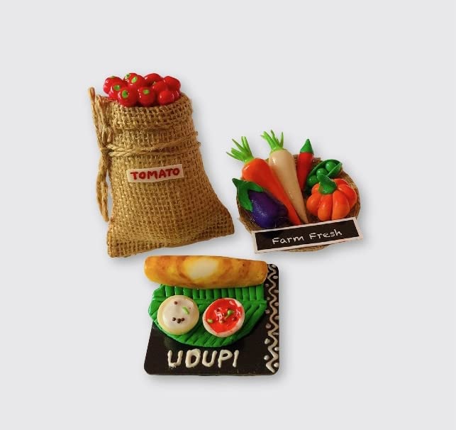 Aranya Creations Tomato,Vegetable and dosa Fridge Magnet Combo