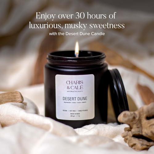 Charis & Cale Desert Dune Candle Jar - 200 Gm | Smokeless, Soot-Free & Non-Toxic Candles for Home Decor & Aromatherapy | Long Burning Time of 30+ Hours | Best for Gifting & Meditation