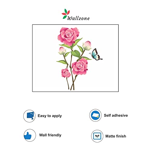 Wallzone Rose Plant Large Vinyl Wallsticker for Home Decoration ( 65 cm x 89 cm)