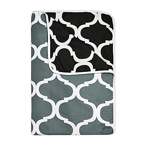 Welfic Printed Super Soft Poly Cotton Reversible Blanket/Dohar (Grey - Navy, Double)